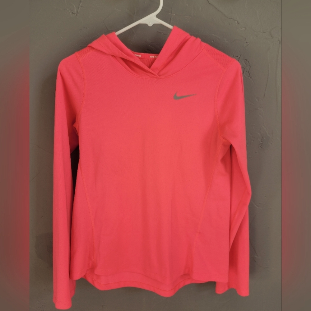 Nike Dri-FIT Youth Girls Lightweight Pink Long Sleeve Pullover Hoodie Size XL